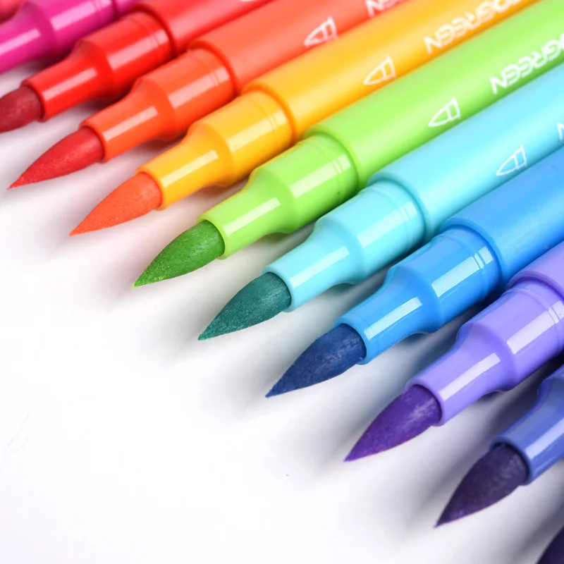 KACO, двухконцевые акварельные ручки, Нетоксичная кисточка и карандаш для рисования, подарочный набор, 100 цветов, с сумочкой