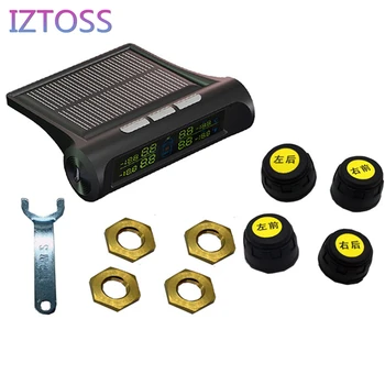 

2017 Newest TPMS LCD Display Car Wireless Tyre Tire Pressure Monitoring System 4 External Sensors For Cars work with Solar Power