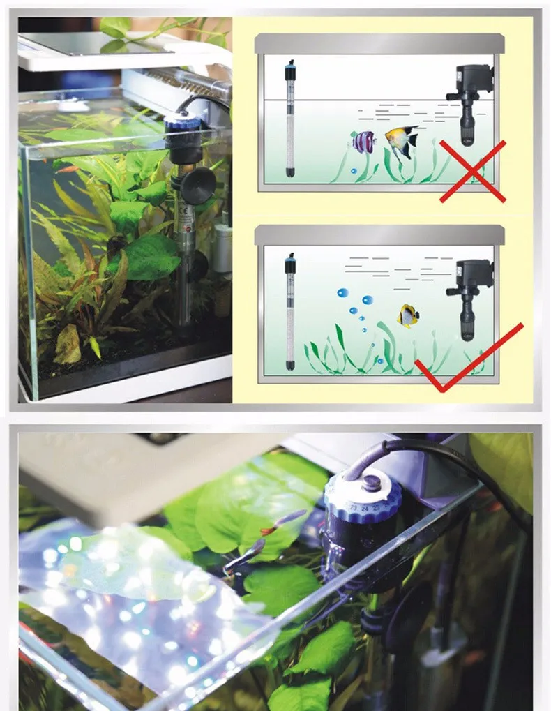 SUNSUN регулируемый Погружной водонагреватель для аквариума 100 Вт 200 Вт 300 Вт 500 Вт регулятор температуры