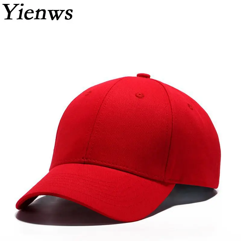 Yienws Brand Women Solid Color Red Baseball Cap Wholesale Cotton Summer