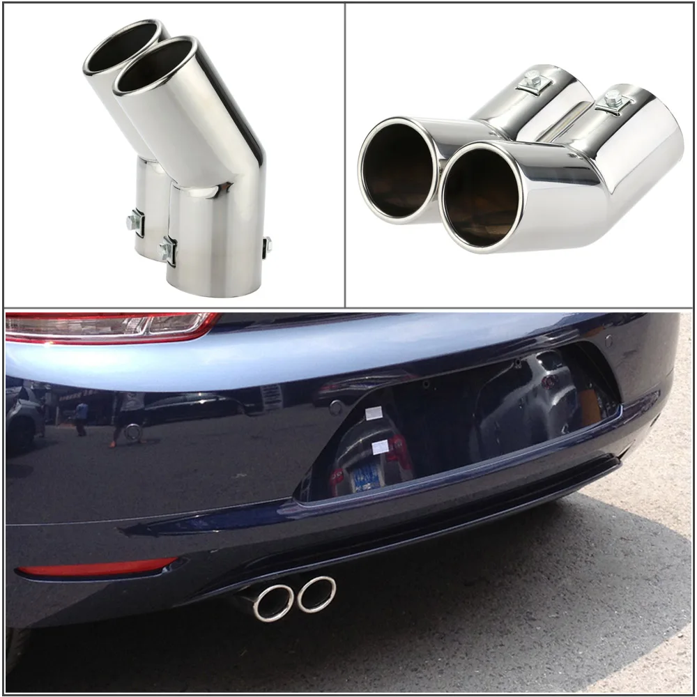 Car Tail Pipes Replacement Car Style Dual Pipe Stainless Steel Exhaust