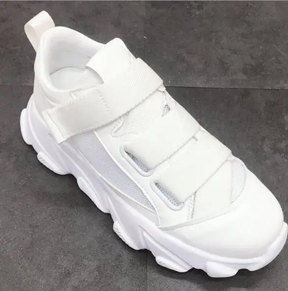 

European station women's shoes 2019 new fruit color Velcro thick-soled old shoes casual net red sports white shoes