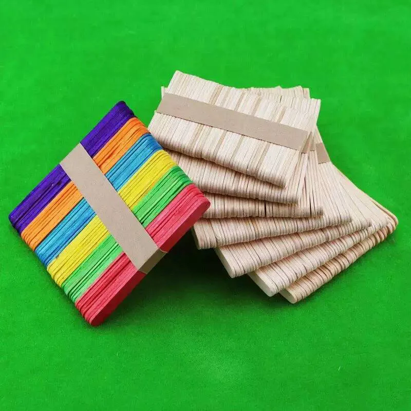 

Fashion Children's DIY Primary Color Ice Cream Wooden Sticks Creative Handmade Crafts Toys Simple Art Tools Accessories