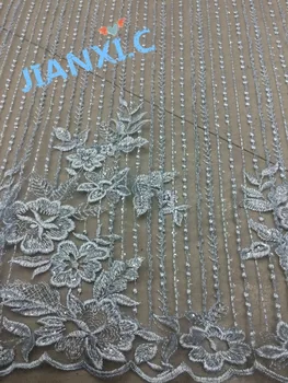 

Beautiful embroidered African tulle lace fabric with beads French net lace fabric DiuDiu-62319 for wedding dress