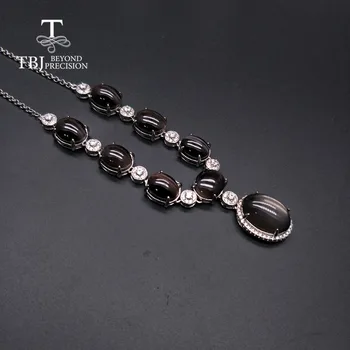 شراءTBJ ، 925 الفضة الطبيعية الأحجار الكريمة Silimbeam القط العين مباراة رمادي Moonstone فريد كبير قلادة المرأة الزفاف الضروري مجوهرات