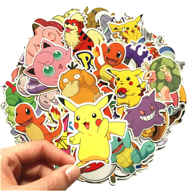 Goedkoop 80 stks Pokemon Pikachu Cartoon Stickers Skateboard Laptop Bagage Auto Sticker cosplay prop accessoires