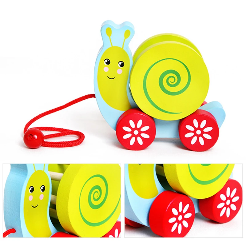 wooden snail pull toy