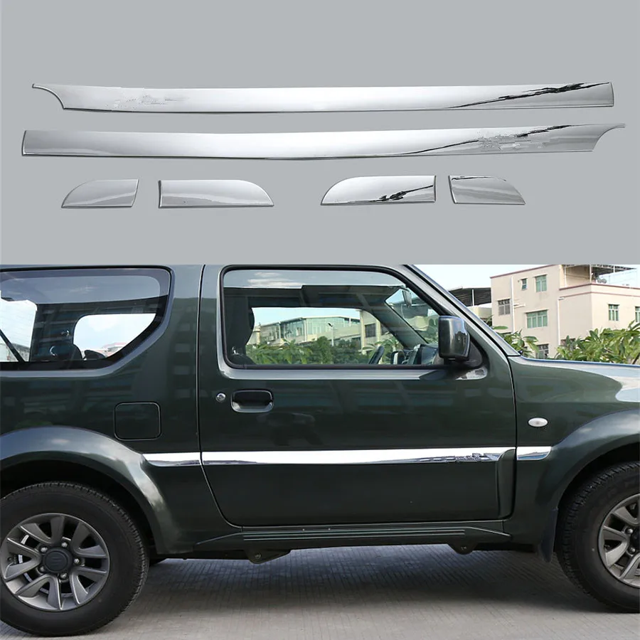 

YAQUICKA 6Pcs/Set Exterior Car Side Door Edge Body Protection Decoration Strip Sticker Cover Trim Styling For Suzuki Jimny 07-15