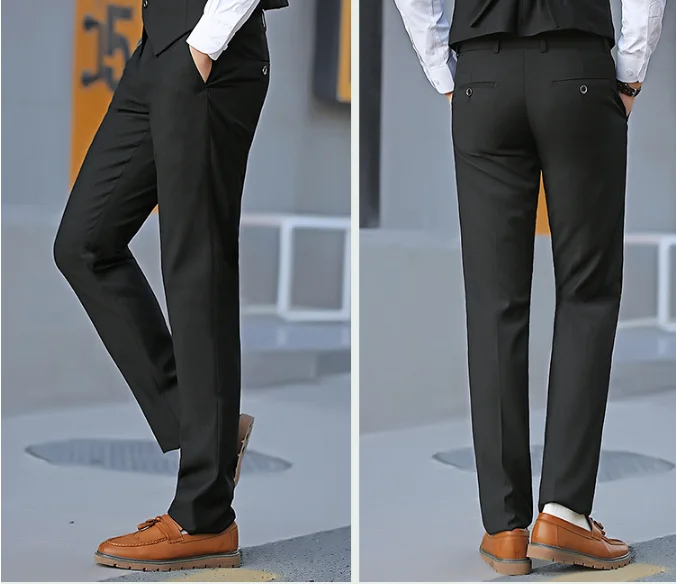 Мужская одежда костюм брюки/мужской Высококачественный чистый цвет slim Fit деловой костюм брюки/мужской высокого класса Досуг тонкие ноги брюки