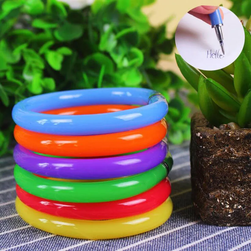

2pc a Pen Handle Bracelet Wearable Stylo Rigolo Soft Plastic Ballpoint Pen Armband Circlet Handle Pen School Supplies Stationery