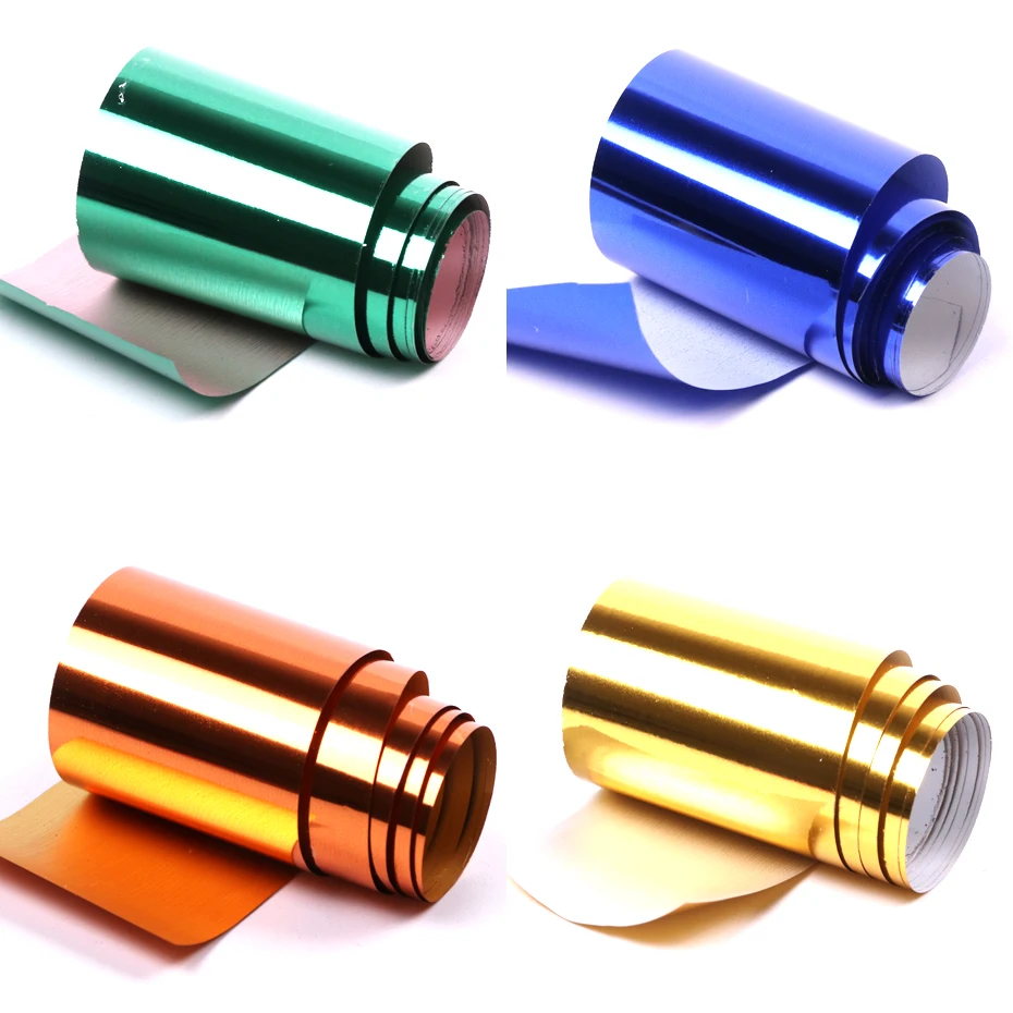 1Roll Metallic Nail Foil Sticker Rose Gold Sliver Laser Metal Transfer Slider Holographic Starry Adhesive Decal Manicure LA996-3 (6)