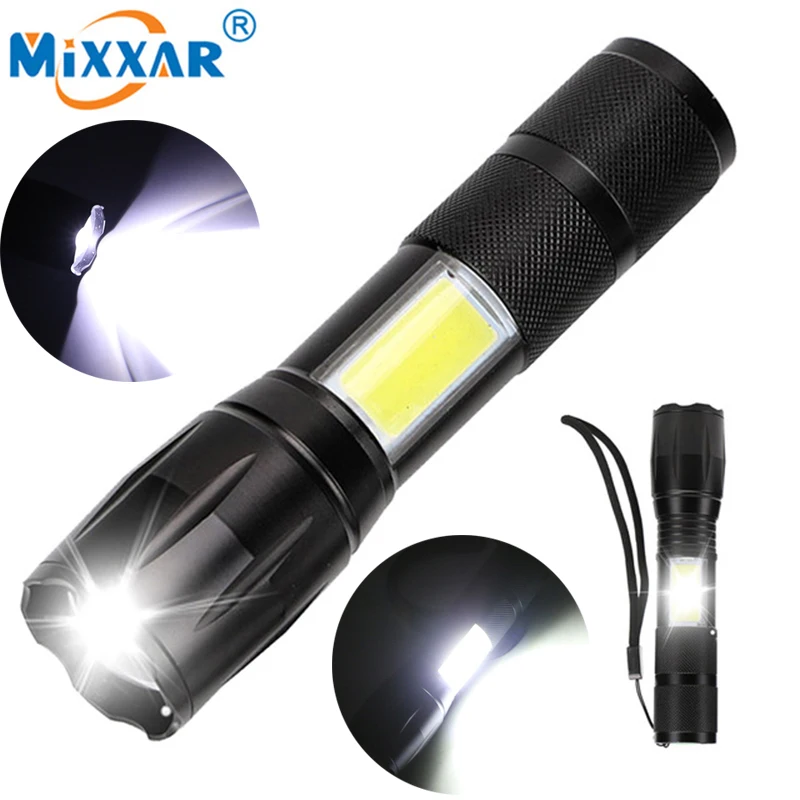 

ZK20 COB LED Flashlight Work Light Lamp T6 4 Mode 18650 LED Tactical Flashlight Lamp Handheld Torch Reading Camping Light