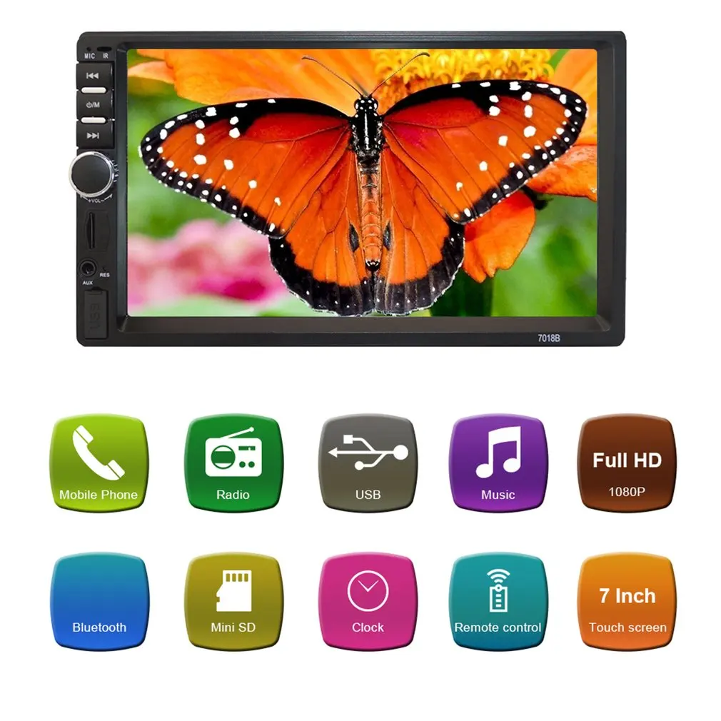 

7-inch HD Touch Screen Bluetooth In Dash DVD 12V 2 Din Car Stereo Radio FM Function AUX USB MP3 MP5 Player Support TF
