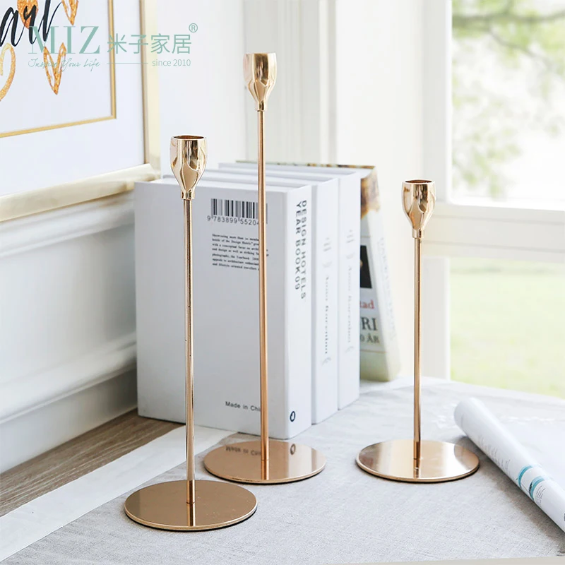 

Miz 1 Piece Metal Candle Holders Home Decoration Ornament Candle Stand Detachable Pillar Candle Holder