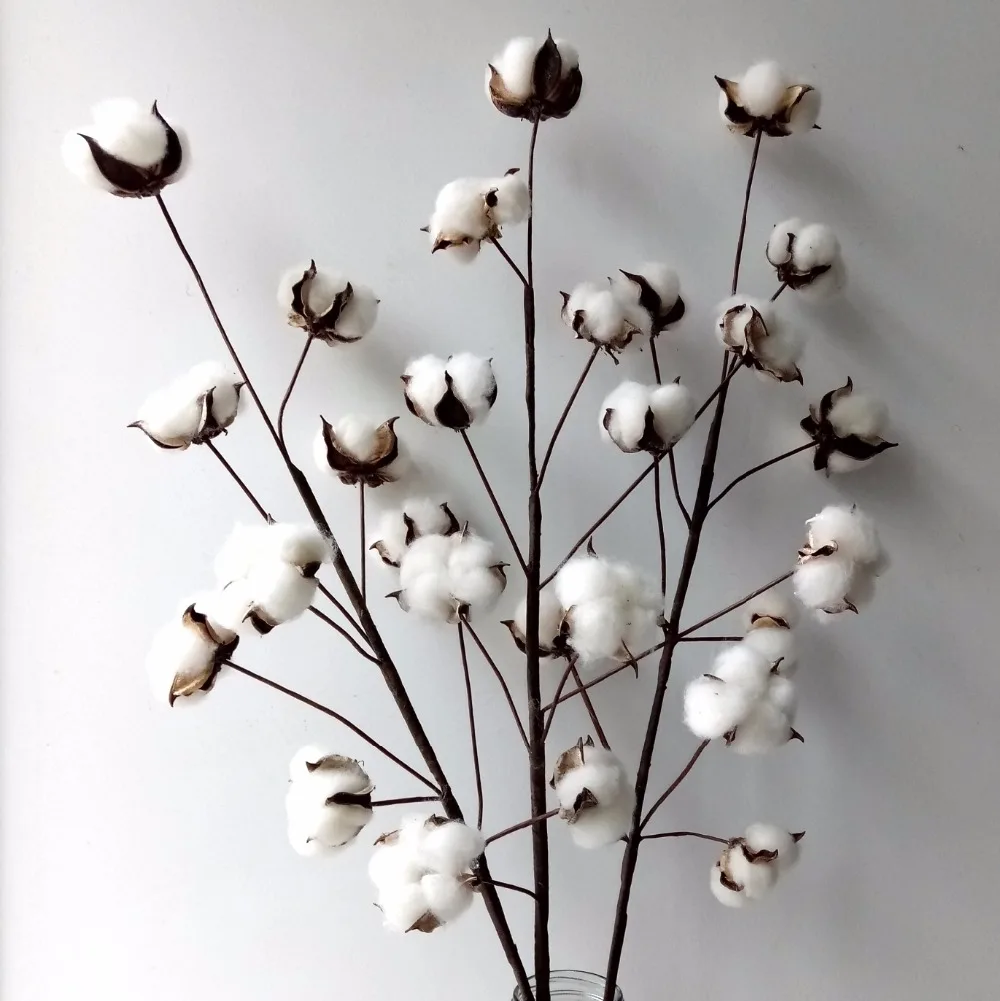 Faux Cotton Stems3 stems/Pack 29" Cotton Boll StemRustic Cotton Buds Decorin Artificial