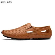 AIKE Азии летние мужские сандалии полые мужская повседневная обувь первый слой кожаные сандалии мужская пляжная обувь Тапочки