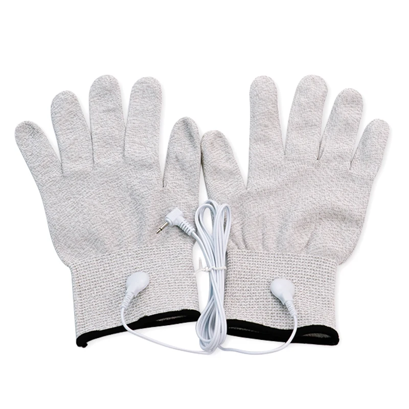 1Pair Breathable Tens Conductive Massage Gloves + Cable Use With Acupuncture Physiotherapy Massager/Digital Tens Pulse Machine