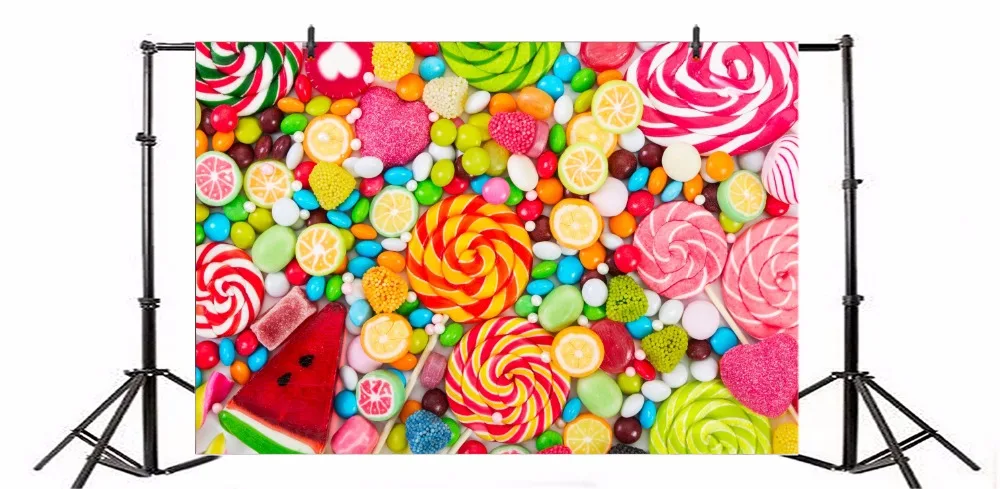 Laeacco Candy Lollipops Baby Children Birthday Party Photography Backgrounds Customized Photographic Backdrops For Photo Studio 