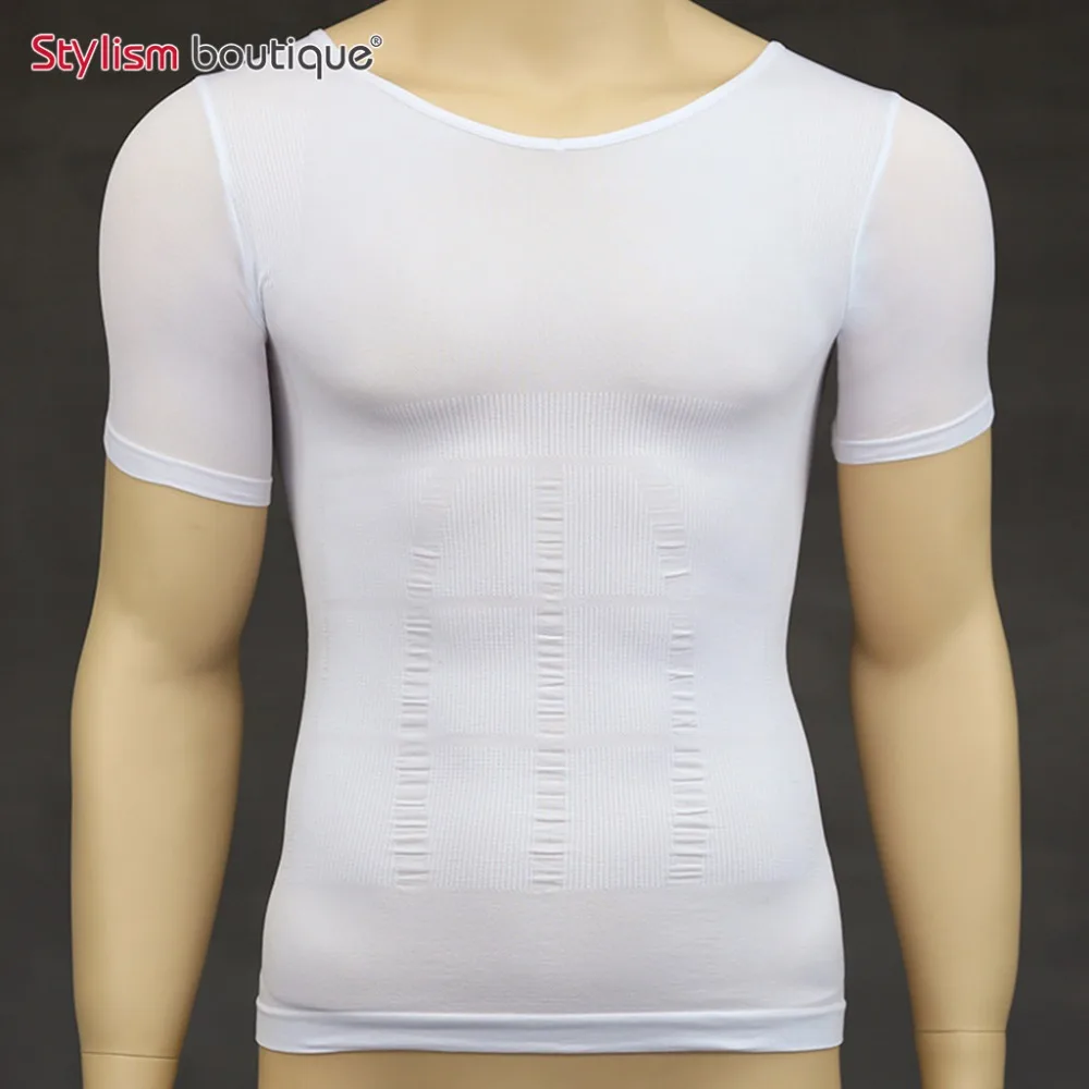Men Corset Elastic Tee Underwear Slimming Undershirts Shirt Body Shaper