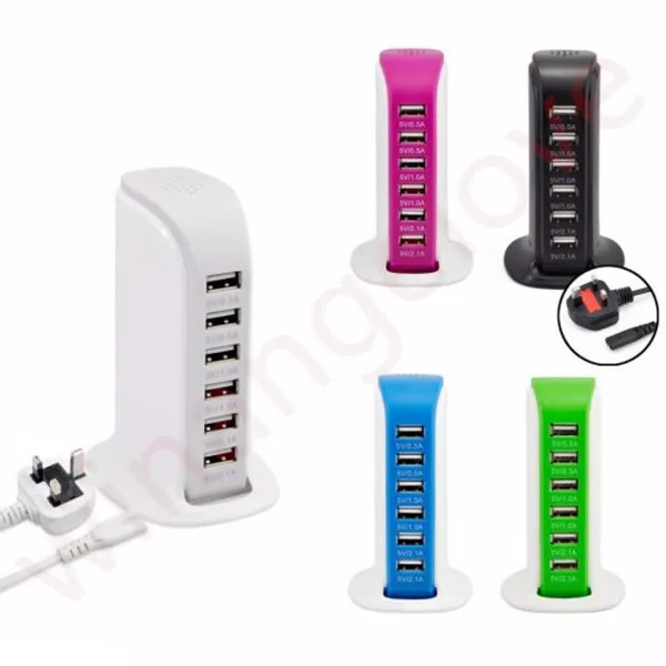 6 Порты USB multi зарядки Порты и разъёмы рабочего Многофункциональный стены быстро Зарядное устройство станции переменного тока Адаптеры питания с розничной коробке для Iphone