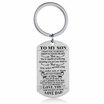 

12PC/Lot Family Fathers Daddy Dad Love Son Keychain Jewelry Military Dog Tag Charms Stainless Steel Keyring Men Boys Energy Gift