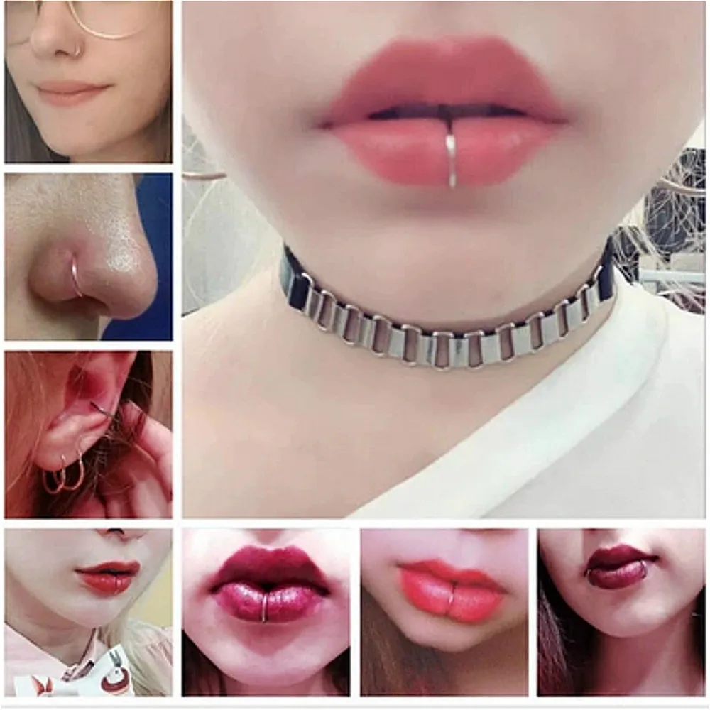 

Gold Silver Color Fake C Clip Nose Ring For Women Goth Punk Lip Ear Nose Clip Septum Man Neuspiercing Body Jewelry A340
