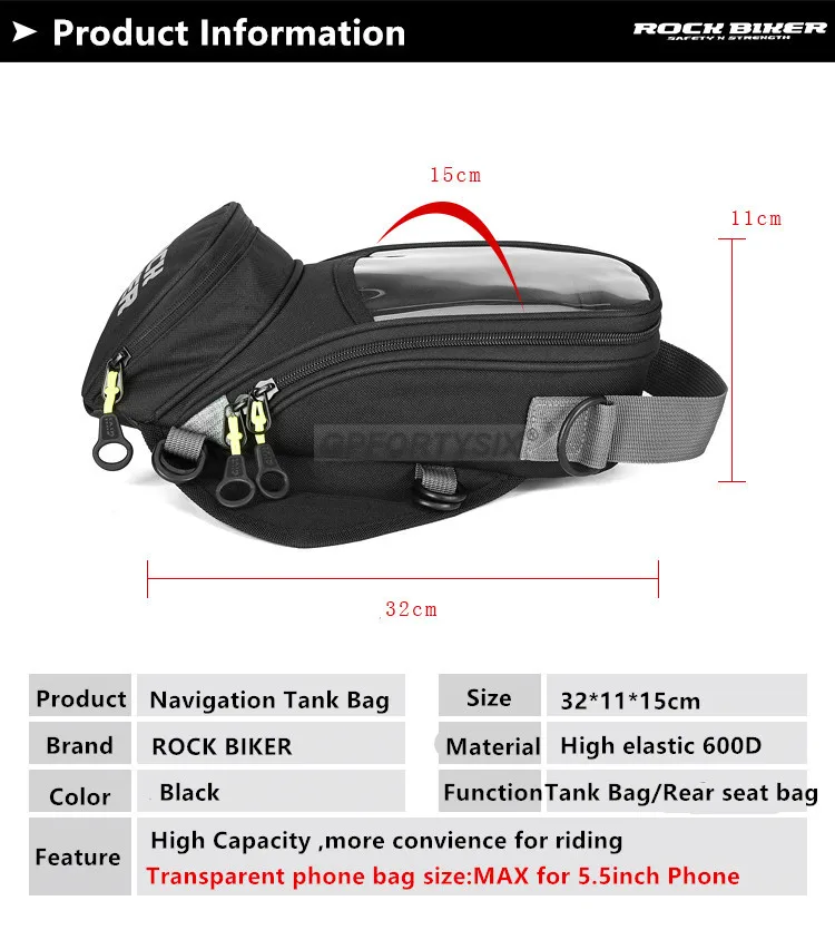 Сумка на бак мотоцикла, магнитная, водонепроницаемая, 5,5 дюймов, мобильный телефон, навигационная сумка, многофункциональное масло, топливная сумка, посылка, фиксированные ремни