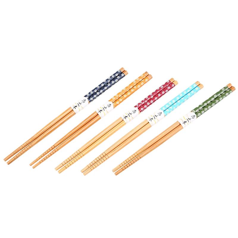 5 пар, японские бамбуковые палочки для суши, столовая посуда, китайские натуральные бамбуковые палочки для еды, инструменты, багеты, японские - Цвет: 2