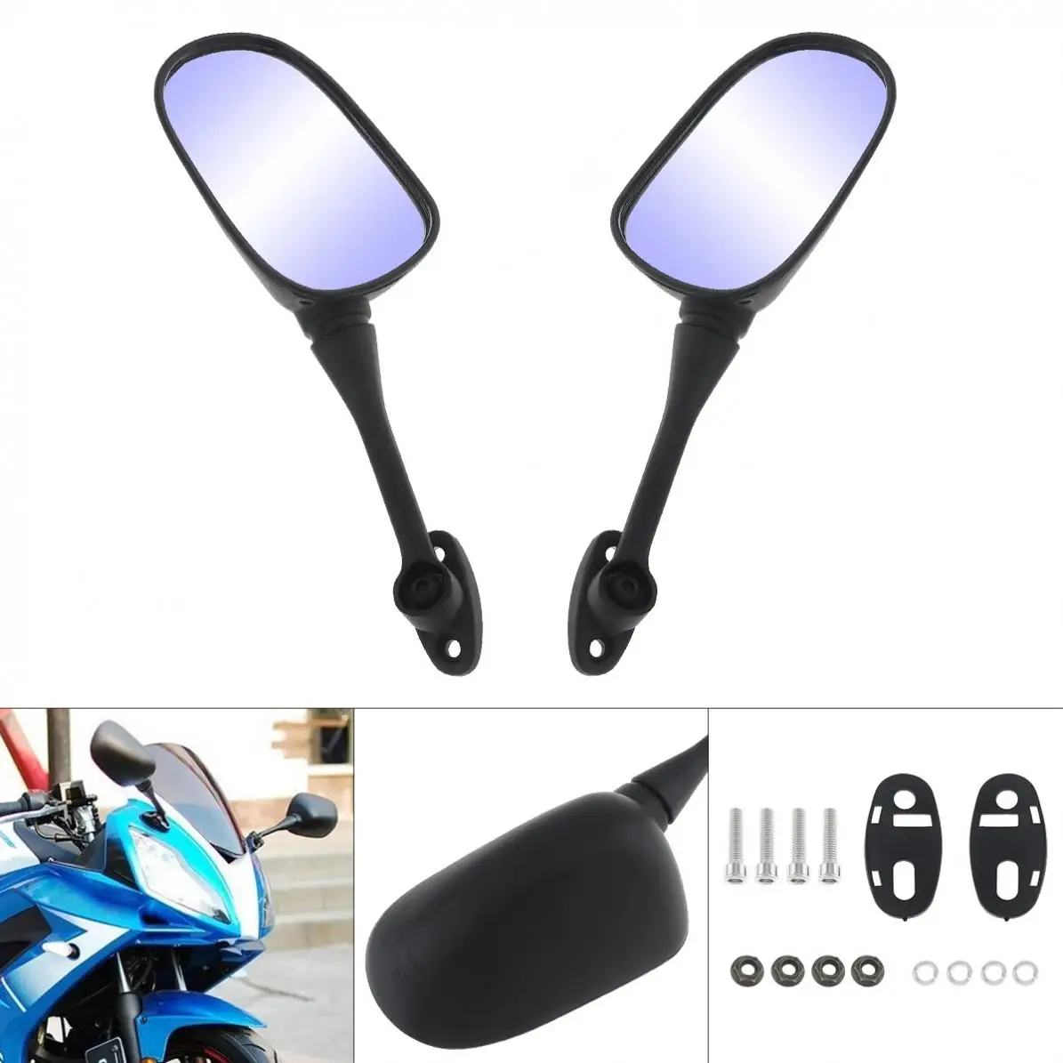 

2pcs Durable Black Motorcycle Racing Bike Rear Side Mirror for Honda CBR600 / CBR600RR / CBR1000 / CBR1000RR