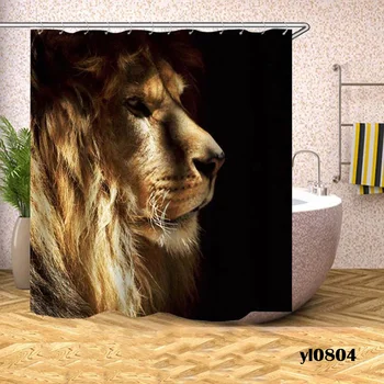 

Tiger Lion Shower Curtains Waterproof Animals Bath Curtains Home For Bathroom Bathtub Large Wide Bathing Cover Tenda Da Doccia