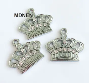 

100PCS Inserted Clear Rhinestone Crown Pendant Slide Charms