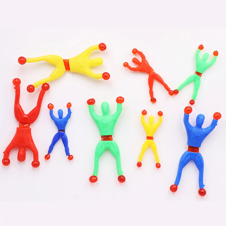 

12 Pcs Funny Sticky Wall Men 9*3.5 cm /13.5*6 cm Elastic Climber Spider-Man Educational Toys For Children Party Toys