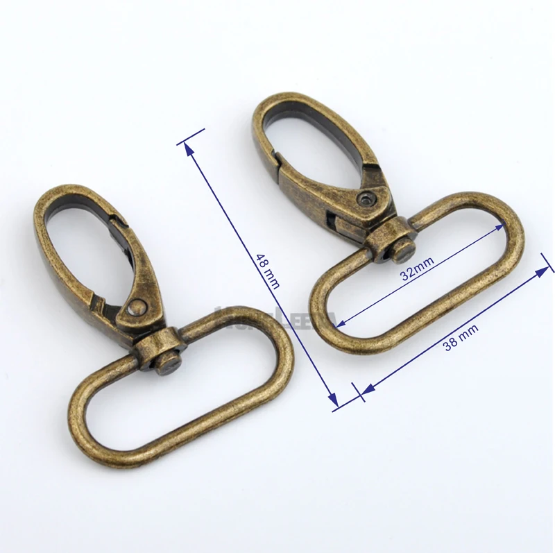 30 개/몫 32mm 1.25 인치 실버 니켈, 골동품 황동 합금 회전 걸쇠 스냅 키 후크 DIY 키 체인 링 클립 버클 HK-012