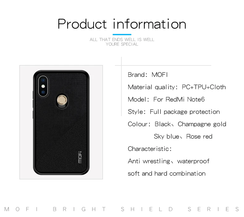 xiaomi leather case chain Mofi Shockproof Men Business Back Cover for Xiaomi Redmi Note 6 Case 6.26" xiaomi leather case glass