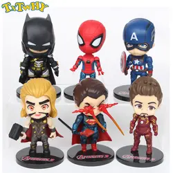 В Марвел из Мстителей легенды Супергерои Тор ПВХ Фигурки Человек-паук фигурки аниме миниатюрная кукла детские игрушки для детей