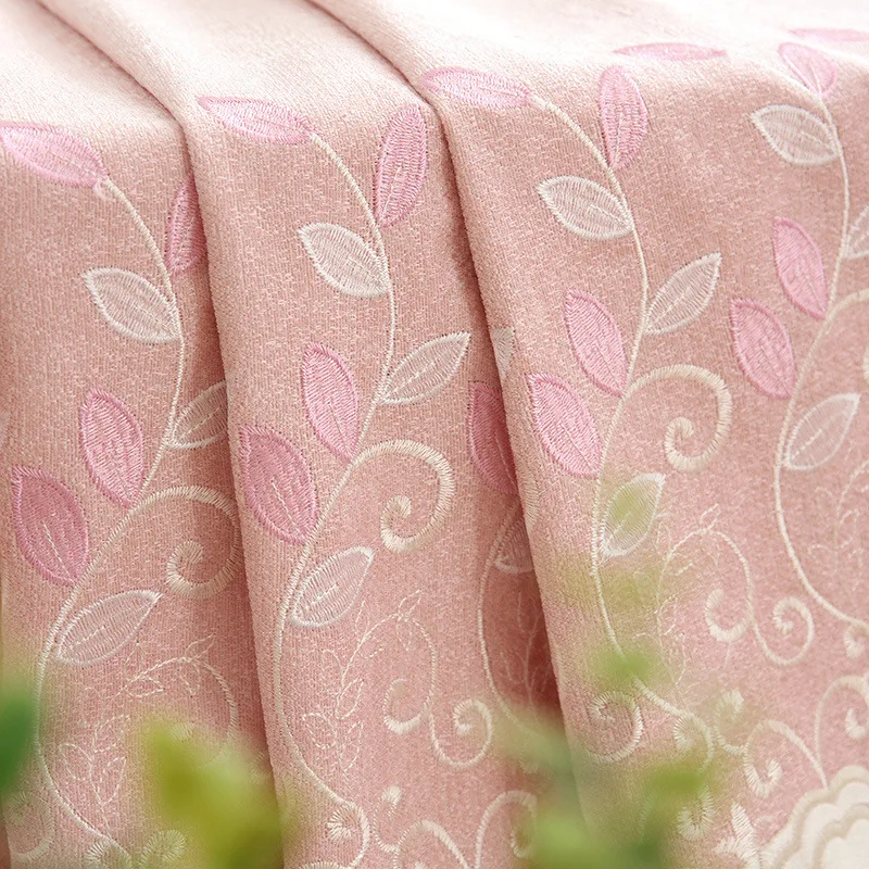 Афина розовые листья сад синель вышивка Европейский стиль роскошные шторы для гостиной современная драпировка балдахин спальня - Цвет: Curtain