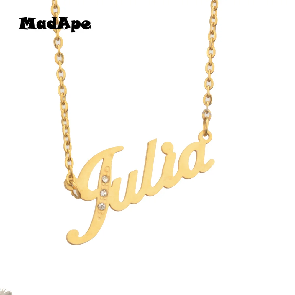 MadApe ожерелье из нержавеющей стали с именем "Julia" цепочка с буквами на заказ Любое Имя ожерелье для женщин и мужчин персонализированное имя Nacklace
