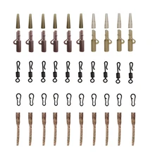 50 шт., рыболовные аксессуары для ловли карпа, не спутывающиеся рукава, Быстросменные Вертлюги, безопасные свинцовые зажимы, хвостовые резиновые снасти для ловли карпа