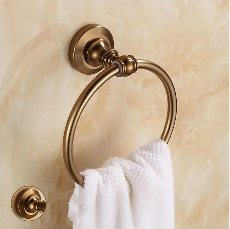 Anéis de Toalha de Alumínio Espaço Antigo europeia Escovado Terminou Racks de Toalha De Banho Acessórios Do Banheiro Barra de Toalha