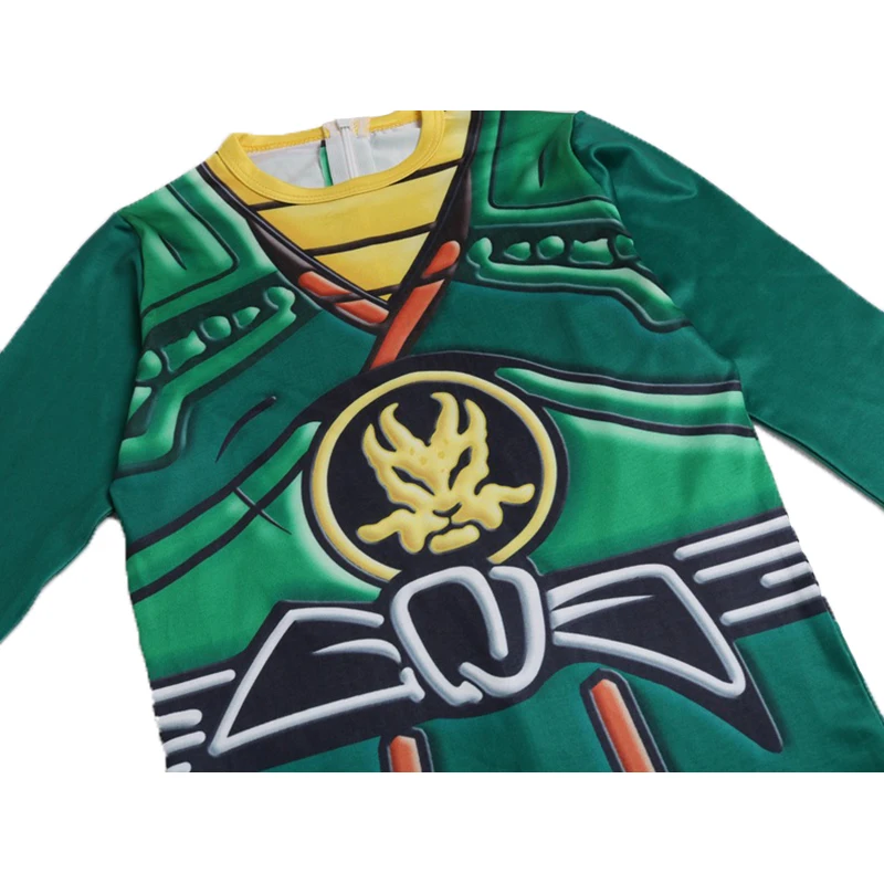 Green Ninjago Cosplay Costume Boys Jumpsuits Children Halloween Christmas Fancy Party Clothes Ninja Costume Streetwear Suits