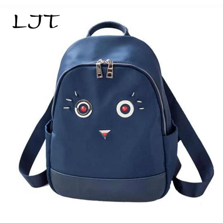 LJT 2017 Autumn Nylon Shoulder Bag Female Korean New Casual Rivet Backpack Women Simple Personality Teenage