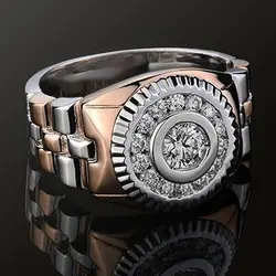 Шаблон Ремень в форме серебряного розового золота цвет два тона Кольцо женское кольцо Мода фианит для украшений интересные кольца для