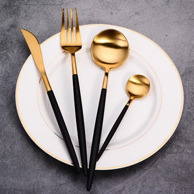 

Abay 4Pcs/Set Stainless Steel Dinnerware Set Cutlery Dinner Tableware Kitchen Accessories Western Fork Set Drop Shipping
