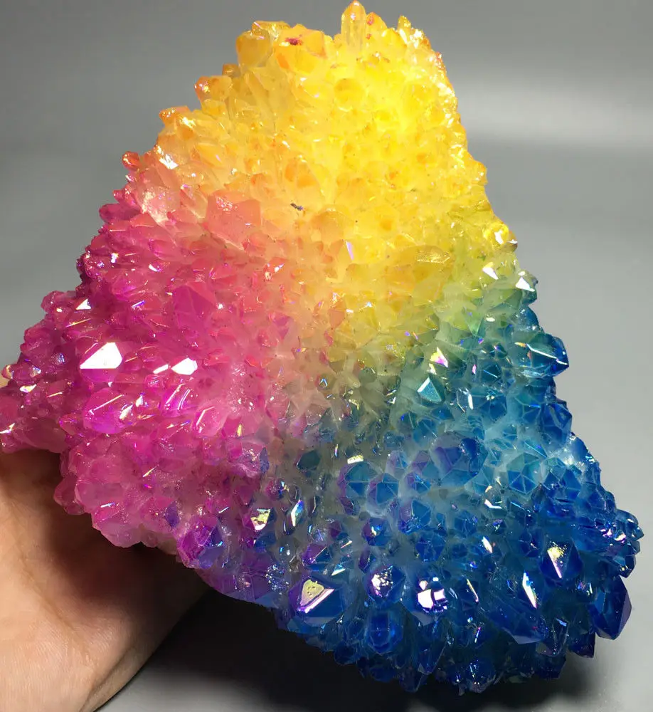 

671g More color Aura Quartz Crystal Titanium Bismuth Silicon Cluster Rainbow wedding souvenirs