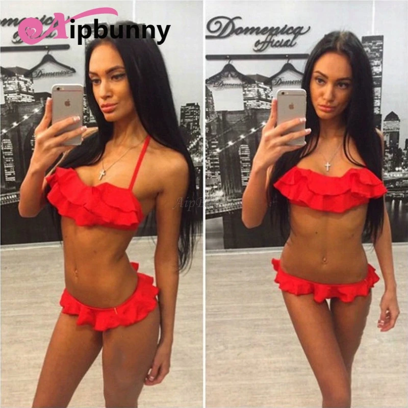 

Aipbunny Sexy Bandeau Ruffle Bikinis Set Frills Maillot De Bain Femme 2018 Bathing Suit Swimwear Women Mayo Swimsuit biquinis