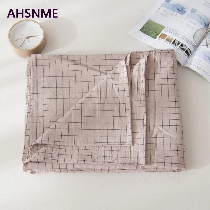AHSNME, хлопок, простыни, специальные, морщинки, супер мягкие, розовые, плюс черная клетка, крутые, летние, простые, плоские, 245x270 см