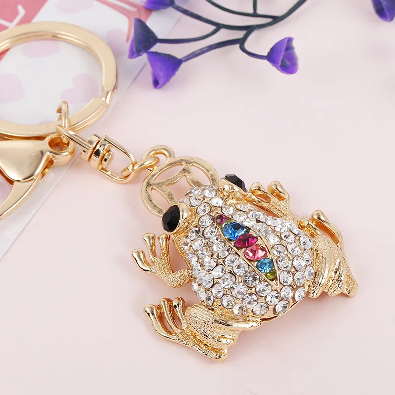 Classic Toad Frogs Fortune Key Ring Fashion Crystal Car Keychain Charm