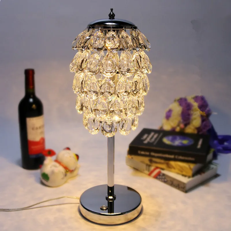 Crystal Table Lamp Foyer Sitting Room Living Room Bedside LED Crystal Table Lights Lustre Wedding Decor Table Lamp