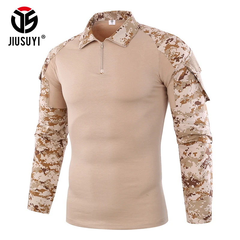 Камуфляж тактический бой с длинным рукавом хлопковая Футболка Airsoft для пейнтбола