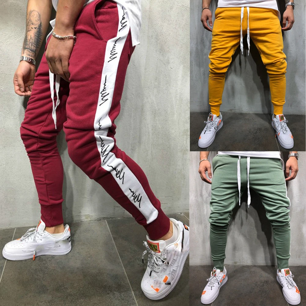 Running Pant Mens Slim Fit Tracksuit Bottoms Loose Jogging Joggers Sweat Pants Exercise Sportwear Trousers